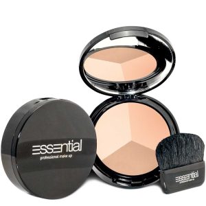 Essential Naked Trio Compact Face Powder Light Warm mit Bronzer, Highlighter und Contour in einem praktischen Kompaktformat