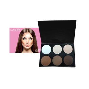 Konturier-Palette mit 6 pudrigen Farbnuancen für professionelles Highlighting und Contouring