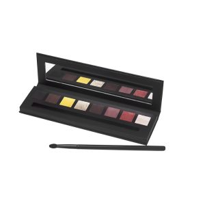 Palette mit tropisch-warmen Farbtönen für Augen und Gesicht, ideal für sommerliche Make-up-Looks