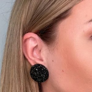 Stecker Druzy Schwarz Glitzer Kuppelig Tragebild Stecker Druzy Schwarz Glitzer Kuppelig Tragebild